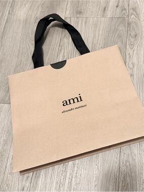 AMI Alexandre Mattiussi Tan Shopping Gift Bag 11.75x9.90x3.90 inches